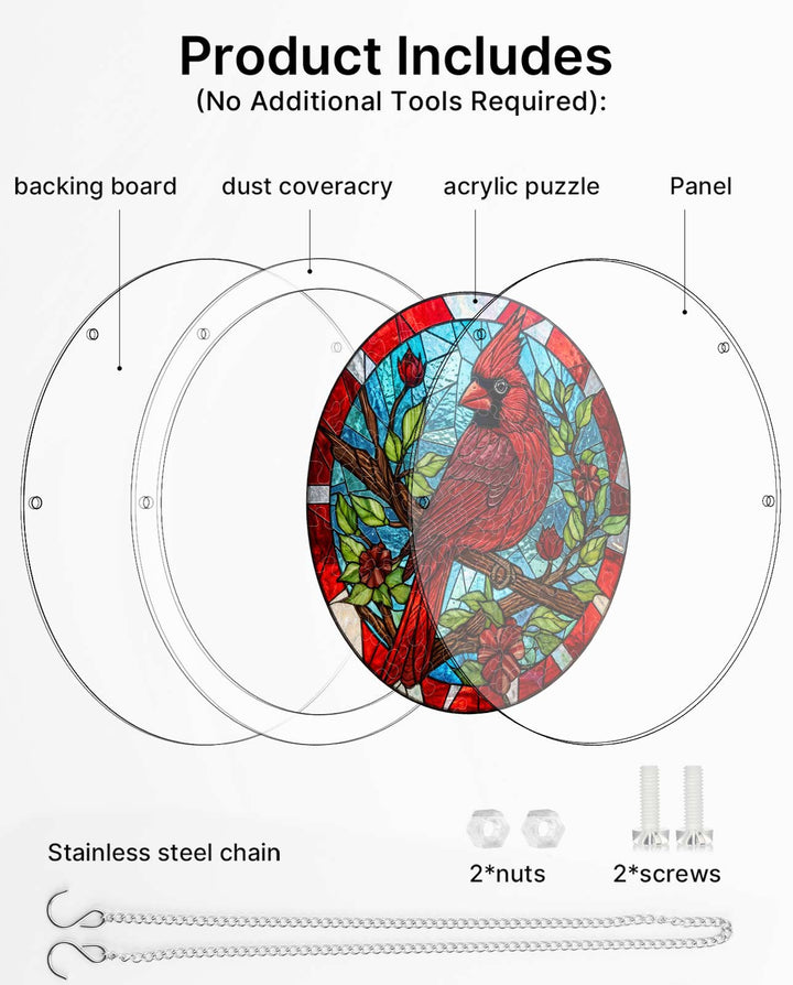 Acrylic Jigsaw Puzzle Suncatcher - Muted Cardinal