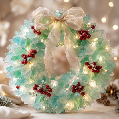 ⏳ Last Day 49% OFF – 🎅 Beginner-Friendly DIY Lighted Sea Glass Santa Christmas Decor Kit 💕