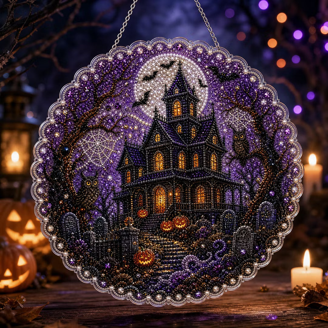 DIY Halloween Diamond Painting Pearls Painting Pendant