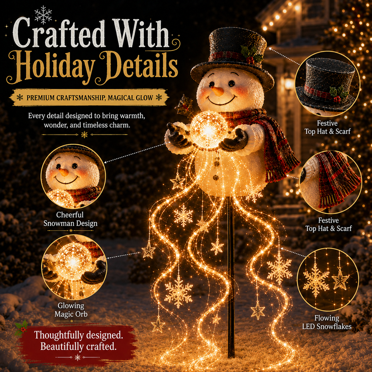 ⛄Snowman Magic Fountain™-Flowing Snowflake LED Christmas Garden Light❄️