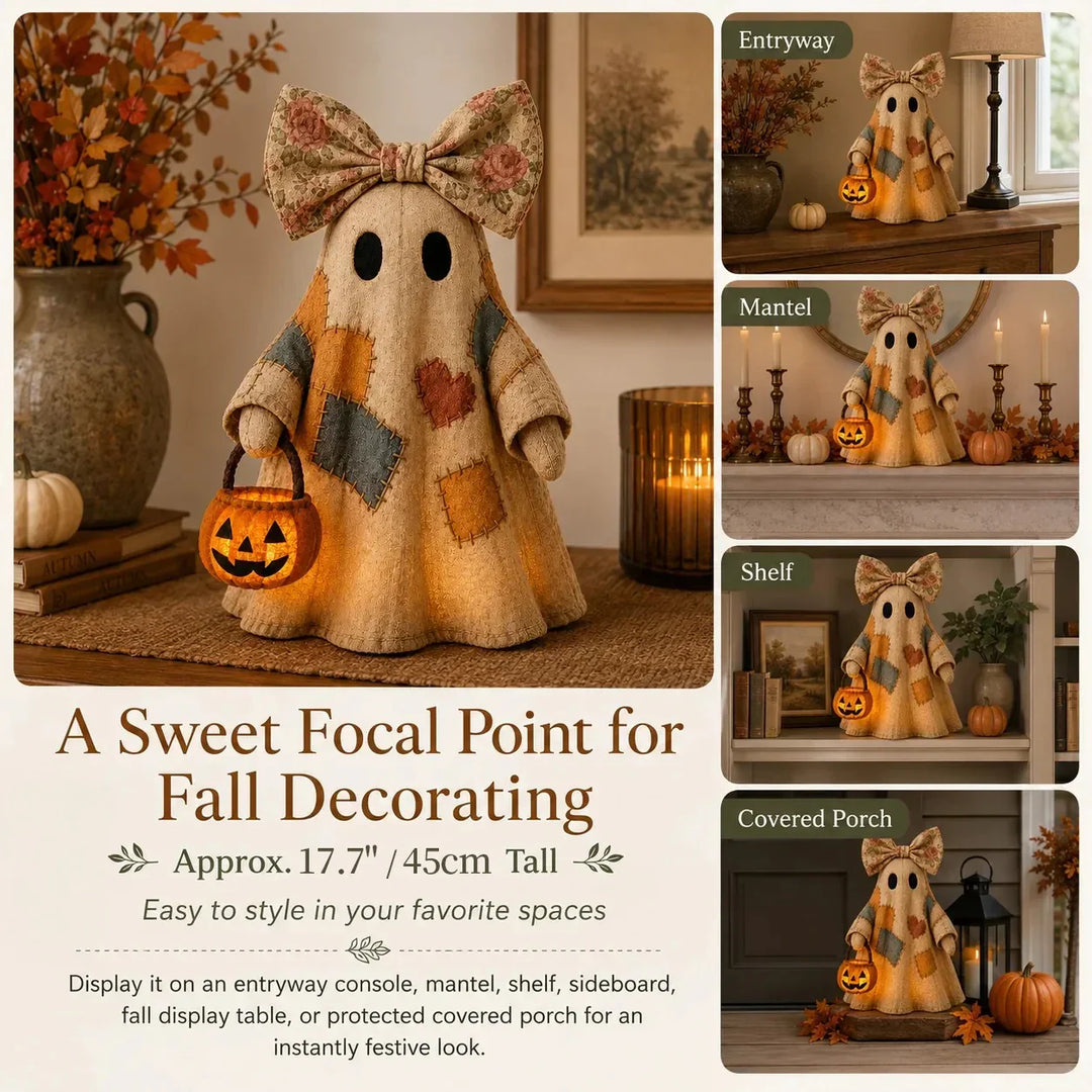 🎃 LIMITED-TIME OFFER – Vintage Patchwork Glowing Ghost Decor ✨
