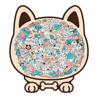 Morandi-Colored Lovely Dog Shaped Wooden Jigsaw Puzzle