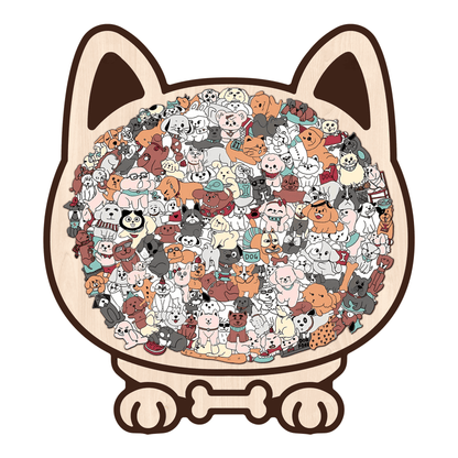 Morandi-Colored Lovely Dog Shaped Wooden Jigsaw Puzzle