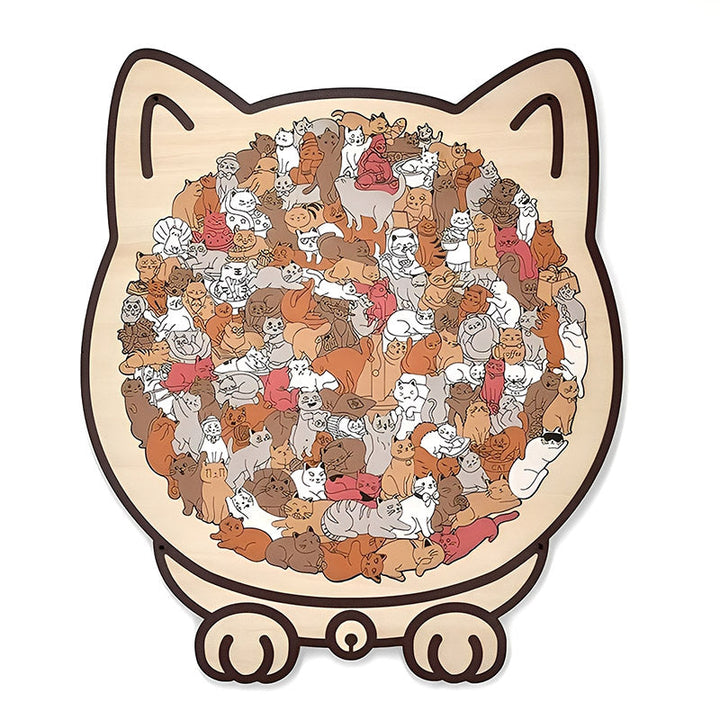 Morandi-Colored Cat/Dog Shaped Wooden Jigsaw Puzzle