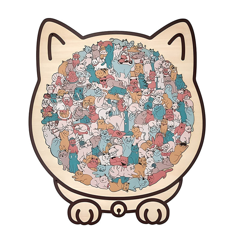 Morandi-Colored Cat/Dog Shaped Wooden Jigsaw Puzzle