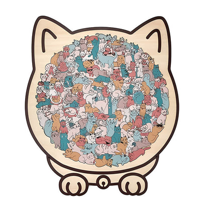 Morandi-Colored Cat/Dog Shaped Wooden Jigsaw Puzzle
